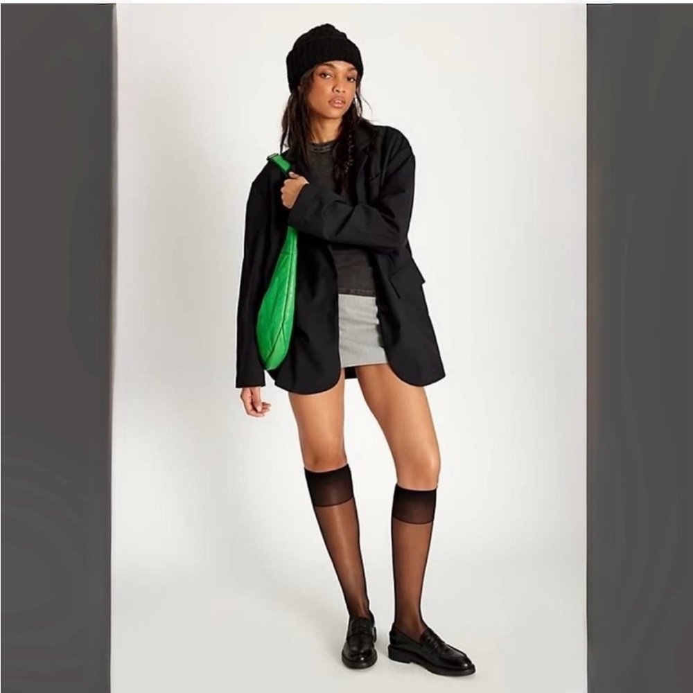 Free People City Cool Sheer Knee High Socks  Black One Size New
